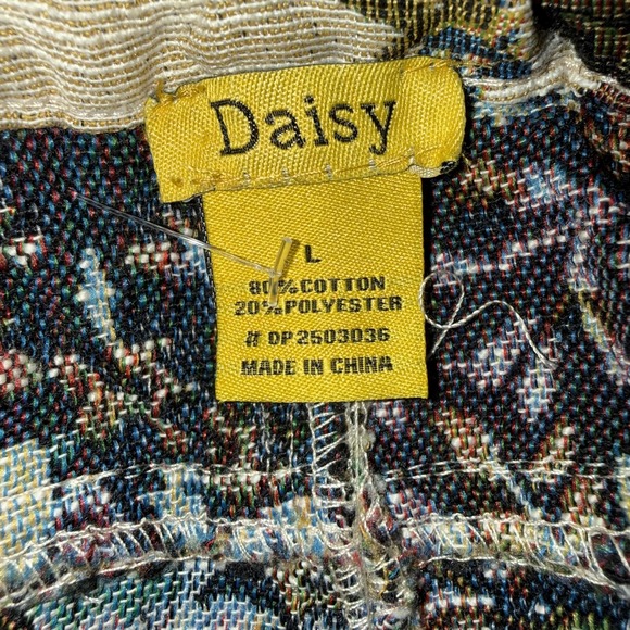 Daisy Pants Womens Large Beige Cargo Floral Tapestry Multi Pocket Adjustable - Picture 11 of 14